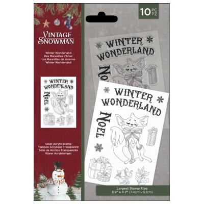 Crafter's Companion Vintage Snowman Clear Stamps - Winter Wonderland